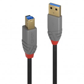 Lindy 36742 cavo USB 2 m USB 3.2 Gen 1 (3.1 Gen 1) USB A USB B Nero, Grigio (36742)