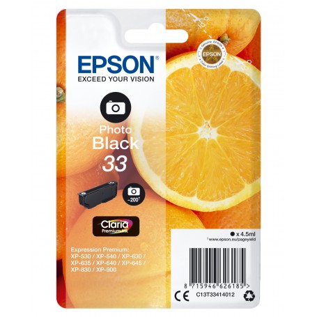 Epson Oranges Cartuccia Nero foto T33 Claria Premium (C13T33414022)
