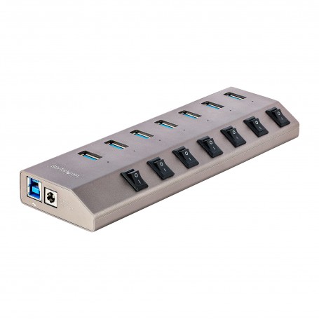 StarTech.com Hub USB-C Autoalimentato a 7 Porte con Interruttori Individuali - Multipresa USB 3.0 5Gbps per Notebook e PC Deskto