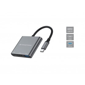 Conceptronic DONN18G replicatore di porte e docking station per laptop Cablato USB 3.2 Gen 1 (3.1 Gen 1) Type-C Grigio