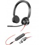 POLY Cuffie stereo Blackwire 3325 con connettore USB-C, certificate per Microsoft Teams + spina da 3,5 mm + adattatore USB-C/A