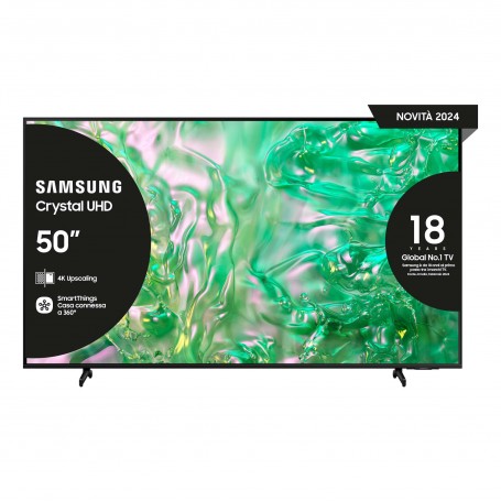 Samsung TV Crystal UHD 4K 50” UE50DU8070UXZT Smart TV Wi-Fi Black 2024, Processore Crystal 4K, 4K Upscaling, AirSlim Design, O