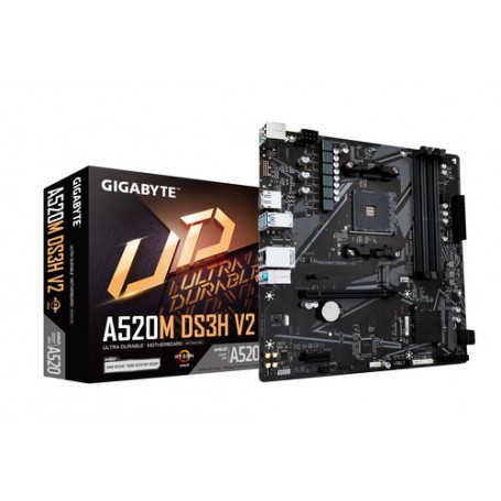 GIGABYTE Scheda madre A520M DS3H V2 - Supporta CPU AMD Ryzen serie 5000 AM4, fino a 4733 MHz DDR4 (OC), PCIe 3.0 x16, LAN GbE, U