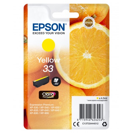 Epson Oranges Cartuccia Giallo T33 Claria Premium (C13T33444012)