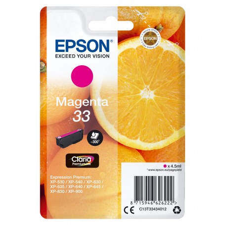 Epson Oranges Cartuccia Magenta T33 Claria Premium (C13T33434012)