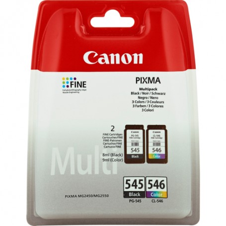 Canon PG-545/CL-546 Multipack cartuccia d'inchiostro 2 pz Originale Nero, Ciano, Magenta, Giallo (8287B005)