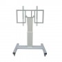 SUPPORTO MOBILE MOTORIZZATO ATLANTE X SCHERMO PIATTO 42''-90'' REG. IN H. RIBALT FINO A 90° TIPO TAVOLO, PORTATA 150 KG, ARGENT