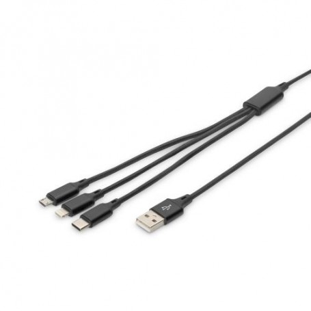 ADATTATORE DIGITUS CAVO DI RICARICA 3 IN 1, USB A, LIGHNING+MICRO USB+USB-C