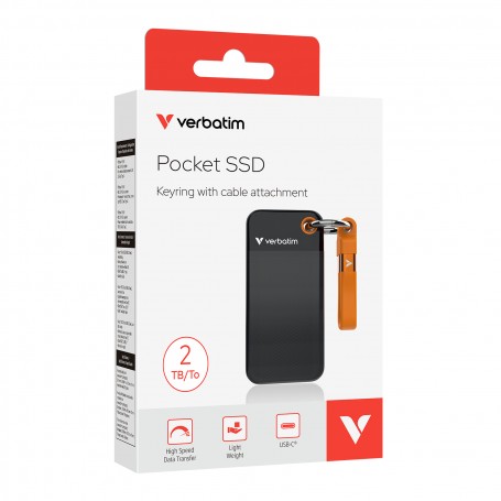 Verbatim Pocket SSD 2 TB USB tipo-C 3.2 Gen 2 (3.1 Gen 2) Nero, Arancione