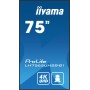 iiyama LH7565UHSB-B1 visualizzatore di messaggi Design chiosco 189,2 cm (74.5") LED Wi-Fi 800 cd/m² 4K Ultra HD Nero Processore