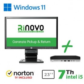 BUNDLE ULTRA MINIPC HP RINOVO REFURB. 600-800 G3 RNBUNDLE40 i5-7x00 16GB SSD NEW256GB W11P+NORTON ANTIVIRUS 1Y+MONITOR HP 23"