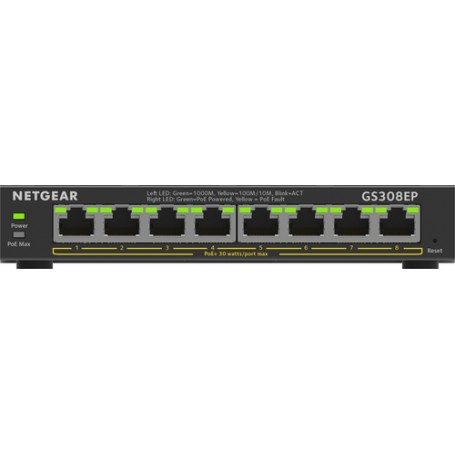 Netgear GS308EP Gestito L2/L3 Gigabit Ethernet (10/100/1000) Supporto Power over Ethernet (PoE) Nero (GS308EP-100PES)