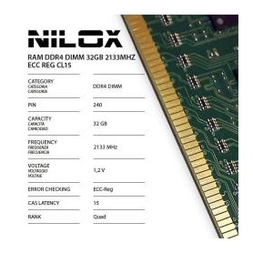 Nilox NXR322133M1C15 memoria 32 GB 1 x 32 GB DDR4 2133 MHz Data Integrity Check (verifica integrità dati) (NXR322133M1C15)