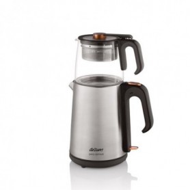 Arzum Heptaze teiera in vetro per la preparazione del tè 2,6 L 1650 W Argento, Nero (AR3024)