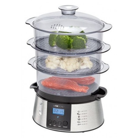 Clatronic DG 3547 pentola a vapore 3 cestello/i 800 W Nero, Acciaio inossidabile (283044)