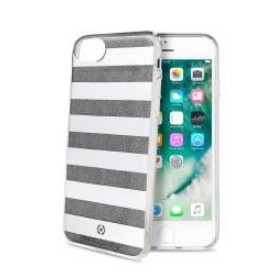 Celly STRIPES800BK custodia per cellulare 11,9 cm (4.7") Cover a guscio Nero, Bianco (STRIPES800BK)