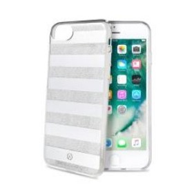 Celly STRIPES800SV custodia per cellulare 11,9 cm (4.7") Cover a guscio Argento, Bianco (STRIPES800SV)