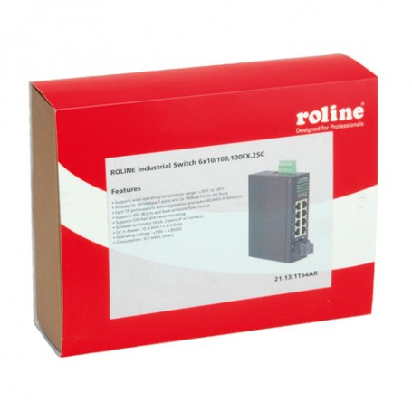 ROLINE Industrial Switch, 6x RJ-45, 2x SC, unmanaged (21.13.1154)