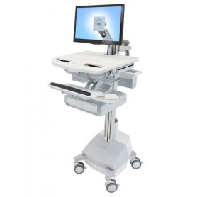 Ergotron StyleView Alluminio, Grigio, Bianco Pannello piatto Carrello multimediale (SV44-1211-2)