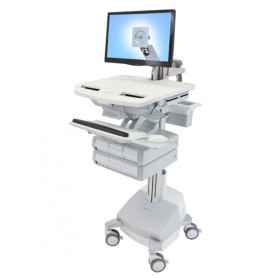 Ergotron StyleView Alluminio, Grigio, Bianco Pannello piatto Carrello multimediale (SV44-1241-2)