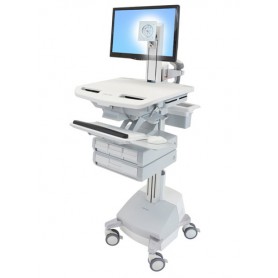 Ergotron StyleView Alluminio, Grigio, Bianco Pannello piatto Carrello multimediale (SV44-1341-2)
