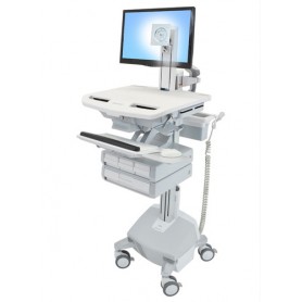 Ergotron StyleView Alluminio, Grigio, Bianco Pannello piatto Carrello multimediale (SV44-1342-2)
