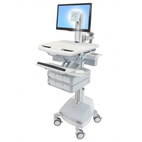 Ergotron StyleView Alluminio, Grigio, Bianco Pannello piatto Carrello multimediale (SV44-1361-2)
