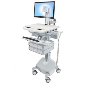 Ergotron StyleView Alluminio, Grigio, Bianco Pannello piatto Carrello multimediale (SV44-1362-2)