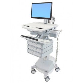 Ergotron StyleView Alluminio, Grigio, Bianco Pannello piatto Carrello multimediale (SV44-1391-2)