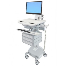 Ergotron StyleView Alluminio, Grigio, Bianco Pannello piatto Carrello multimediale (SV44-1392-2)