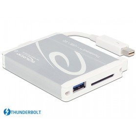 DeLOCK 91723 lettore di schede Thunderbolt 2/USB 3.2 Gen 1 (3.1 Gen 1) Argento, Bianco (91723)