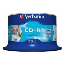 Verbatim CD-R AZO Wide Inkjet Printable no ID 700 MB 50 pz (43438)