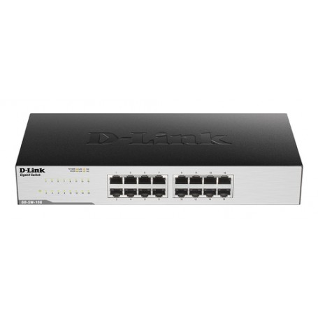D-Link GO-SW-16G Non gestito L2 Gigabit Ethernet (10/100/1000) 1U Nero (GO-SW-16G/E)