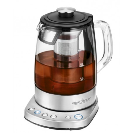 ProfiCook PC-WKS 1167G teiera in vetro per la preparazione del tè 1,5 L 2200 W Bacca, Acciaio inossidabile (501167)