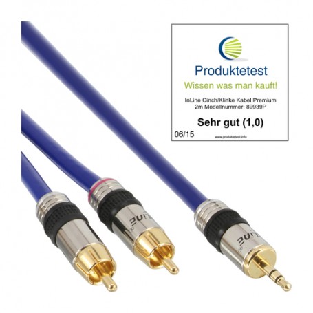 InLine 10m 2x RCA/3.5mm Premium cavo audio Blu (89936P)
