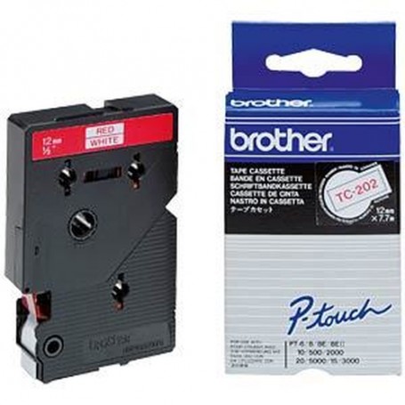 Brother TC-202 nastro per etichettatrice Rosso su bianco (TC202)