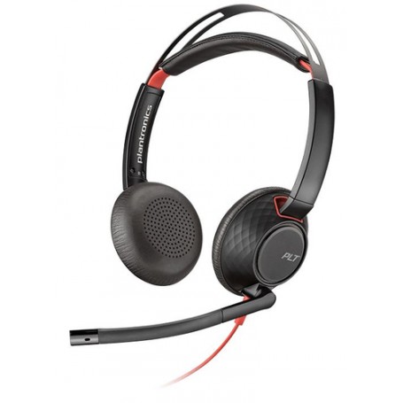 POLY Blackwire 5220 Cuffia Padiglione auricolare Connettore 3.5 mm USB tipo-C Nero, Rosso (207586-01)