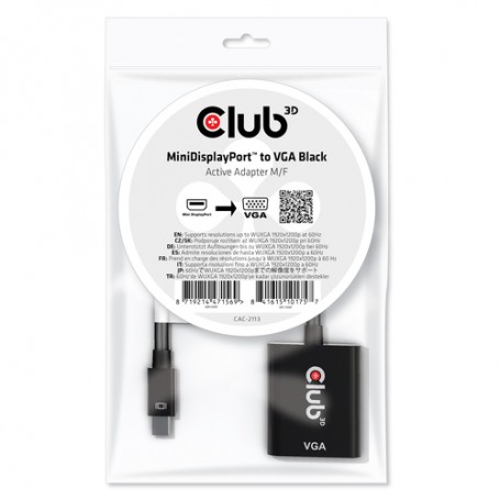 CLUB3D CAC-2113 adattatore per inversione del genere dei cavi Mini Displayport VGA Nero (CAC-2113)