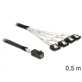 DeLOCK 83392 cavo Serial Attached SCSI (SAS) 0,5 m Nero, Argento (83392)