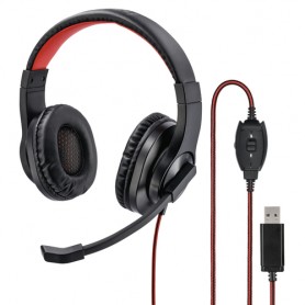 Hama HS-USB400 Cuffia Padiglione auricolare USB tipo A Nero, Rosso (139927)
