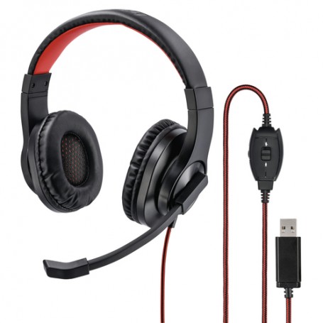Hama HS-USB400 Cuffia Padiglione auricolare USB tipo A Nero, Rosso (139927)