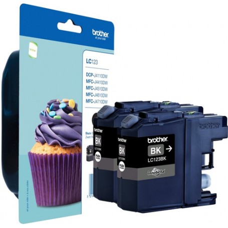 Brother LC-123BKBP2DR cartuccia d'inchiostro 2 pz Originale Nero (LC123BKBP2DR)