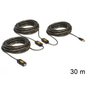 DeLOCK 30m, USB2.0 - USB2.0 cavo USB USB A Nero (83453)