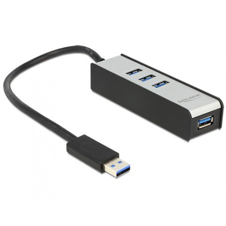 DeLOCK 62534 hub di interfaccia 5000 Mbit/s Nero, Argento (62534)