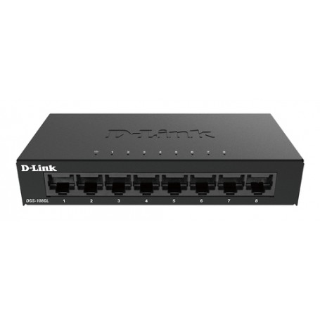 D-Link DGS-108GL Non gestito Gigabit Ethernet (10/100/1000) Nero (DGS-108GL/E)