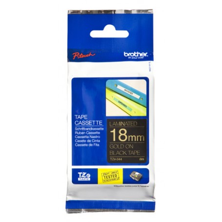 Brother TZe-344 nastro per etichettatrice Oro su nero (TZE344)