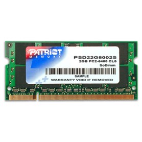 Patriot Memory DDR2 2GB CL5 PC2-6400 (800MHz) SODIMM memoria (PSD22G8002S)