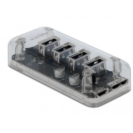 DeLOCK 64087 hub di interfaccia USB 3.2 Gen 1 (3.1 Gen 1) Micro-B 5000 Mbit/s Trasparente (64087)