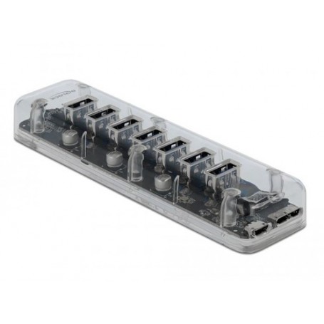 DeLOCK 64088 hub di interfaccia USB 3.2 Gen 1 (3.1 Gen 1) Micro-B 5000 Mbit/s Trasparente (64088)
