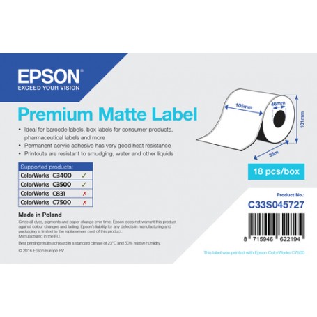 Epson C33S045727 etichetta per stampante Bianco Etichetta per stampante autoadesiva (C33S045727)
